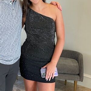 Sherri Hill One-Shoulder Black Dress with Sparkle